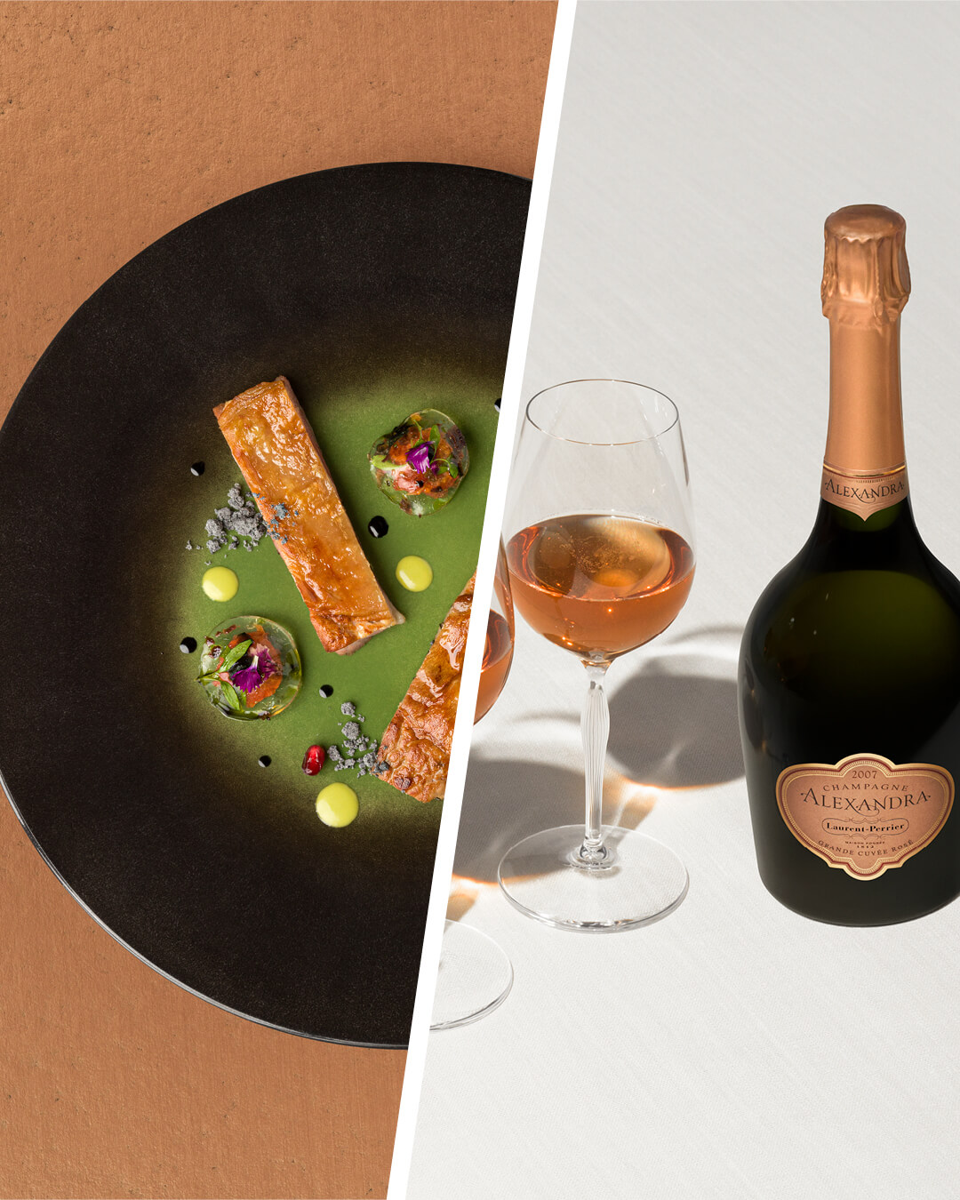 Accords mets et champagne rosé Laurent-Perrier.