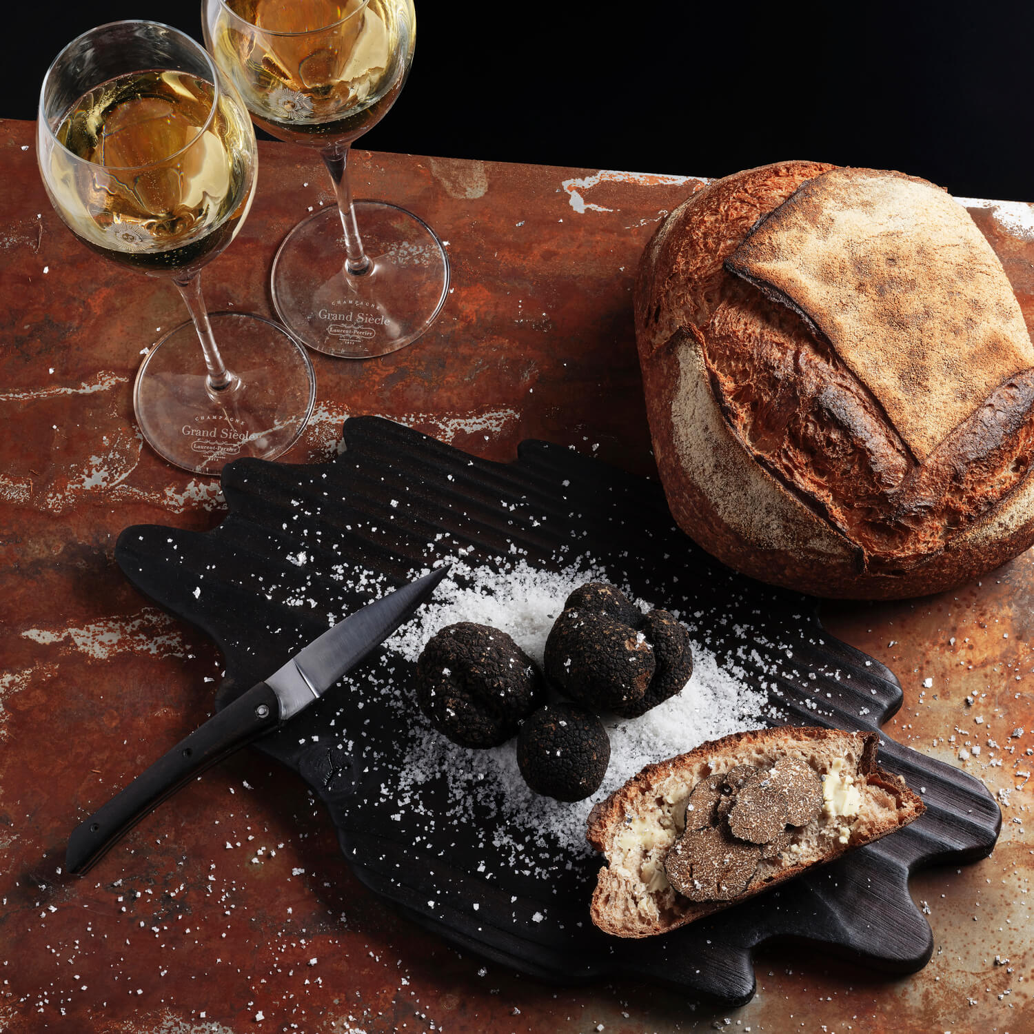 verres vins pain truffe