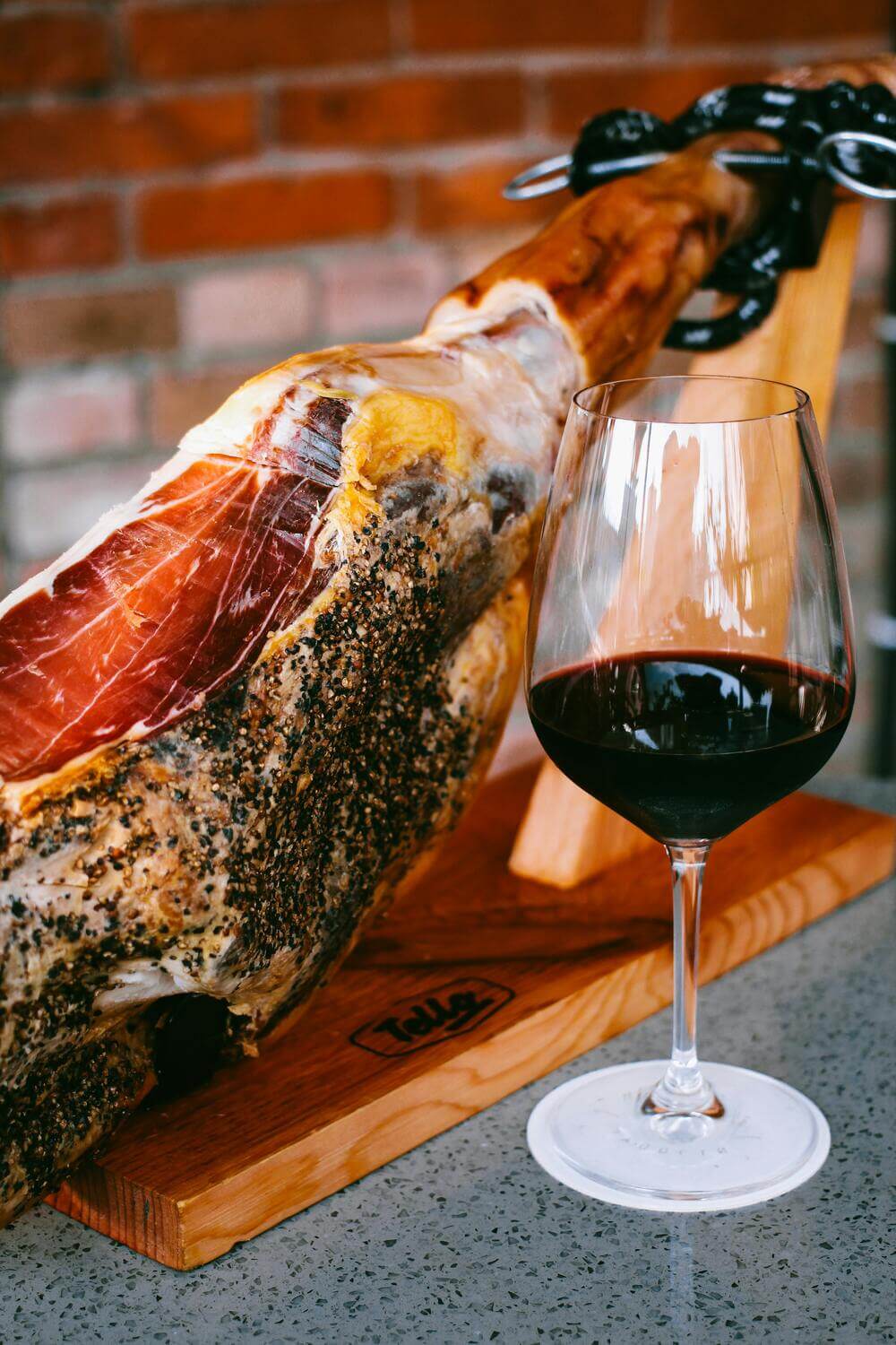 ham and red wine