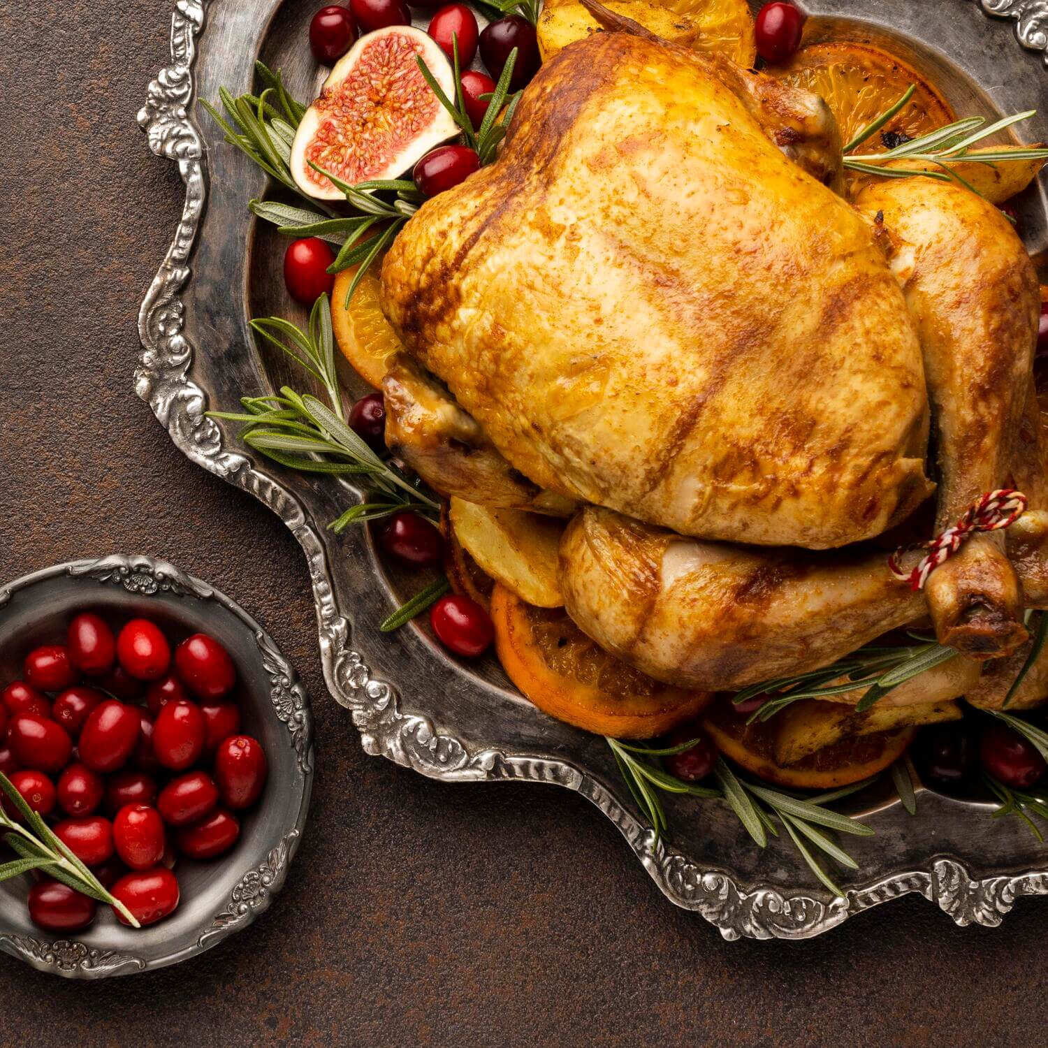 roast guinea fowl thyme cranberries figs