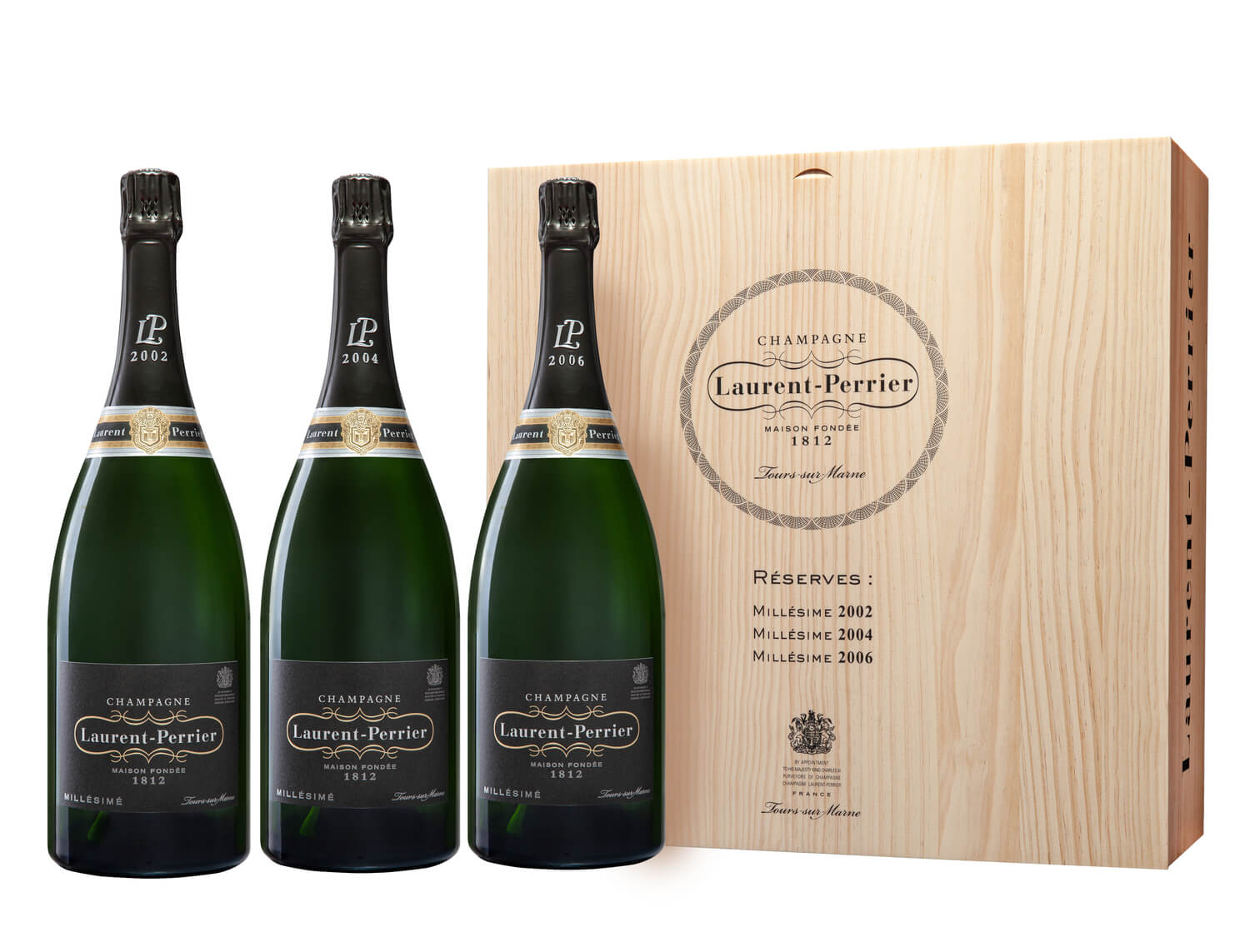 laurent perrier millesime 2002 2004 2006 caisse